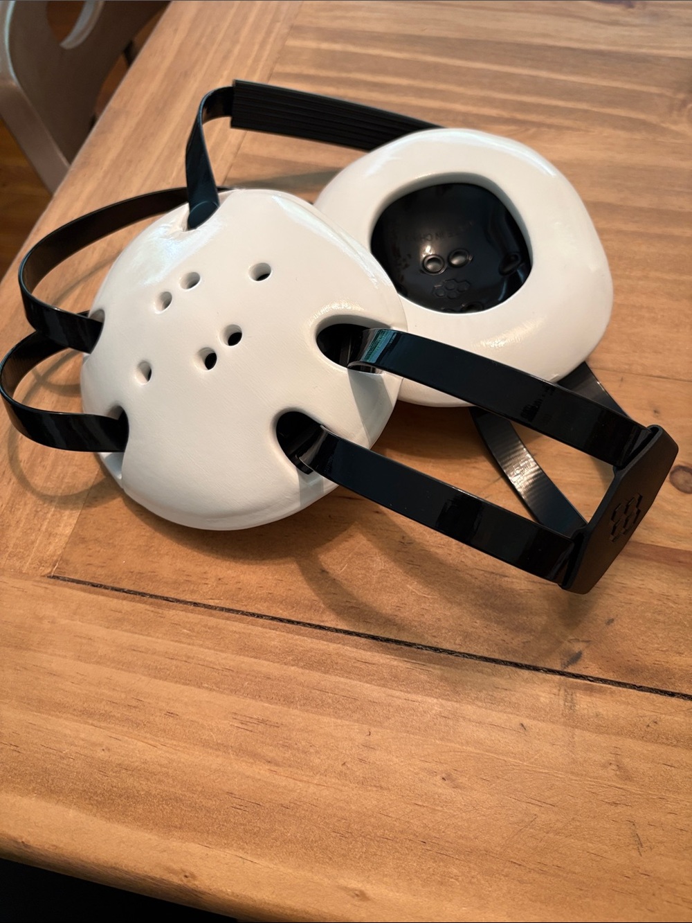 White Replacement Ear Cup Covers with Black Straps for Men’s Headgear